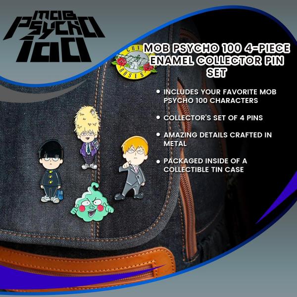 Mob Psycho 100 4-Piece Enamel Collector Pin Set picture