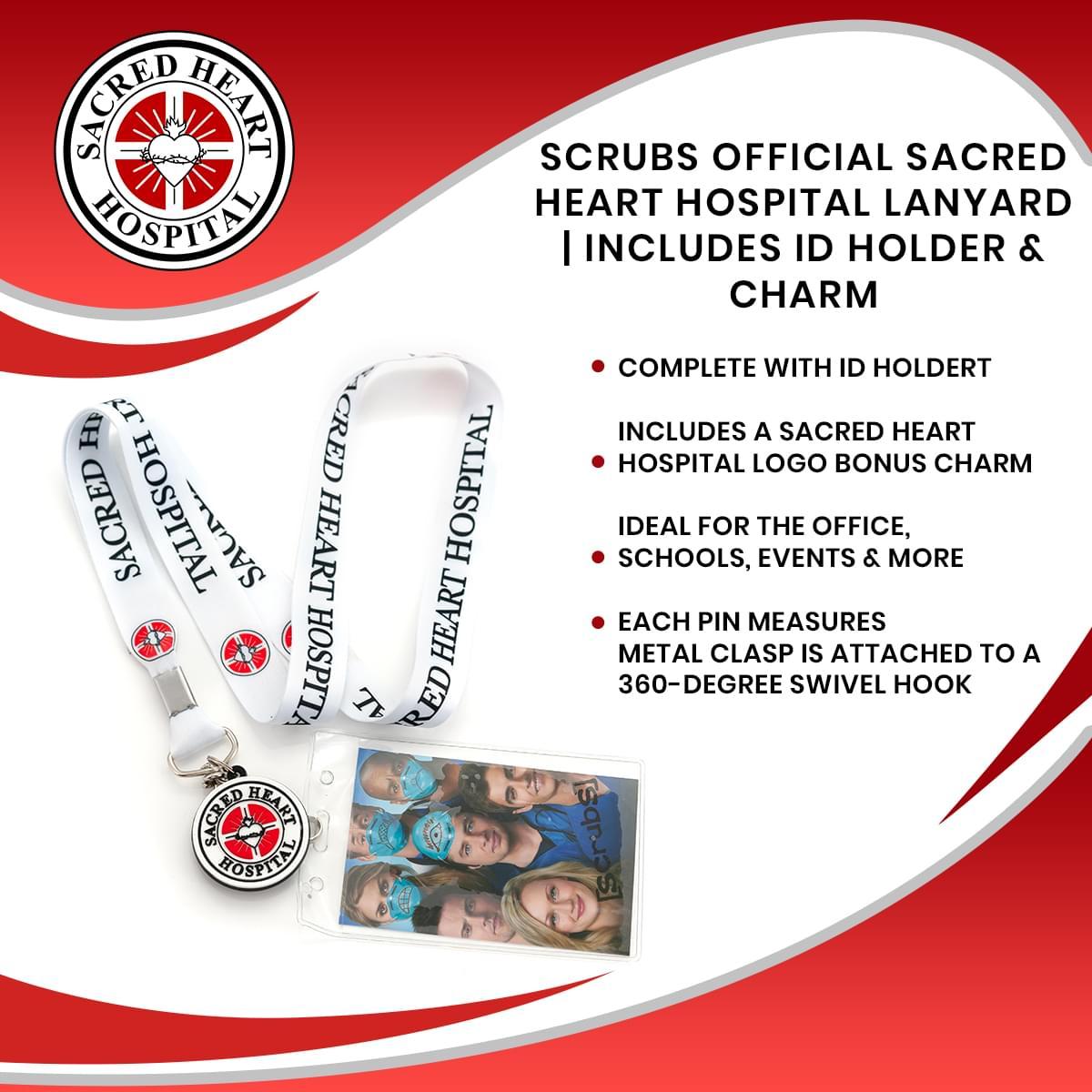 Scrubs Sacred Hearts Hospital Lanyard w/ Charm & ID Holder picture