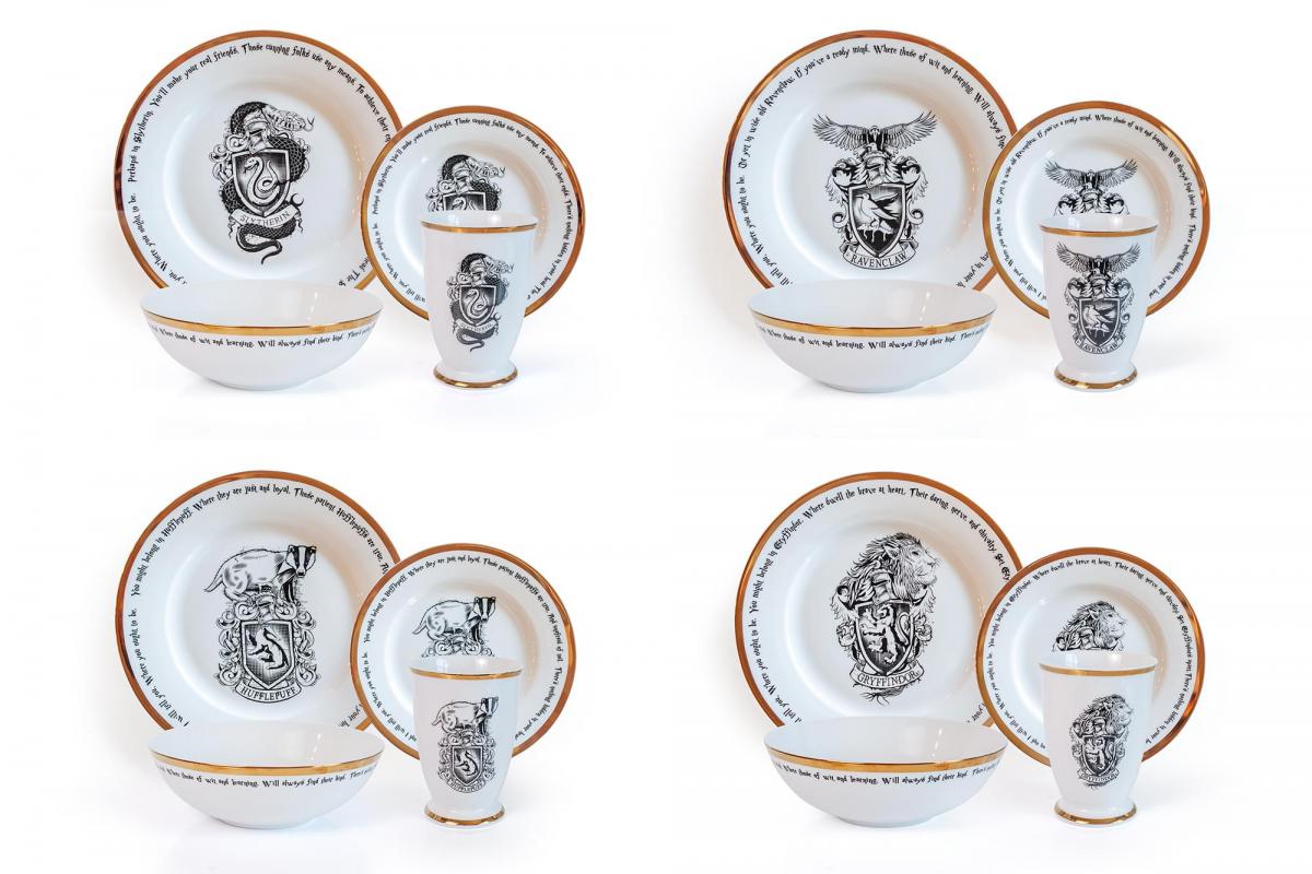 Harry Potter House Logos 16 Piece Ceramic Dinnerware Set picture