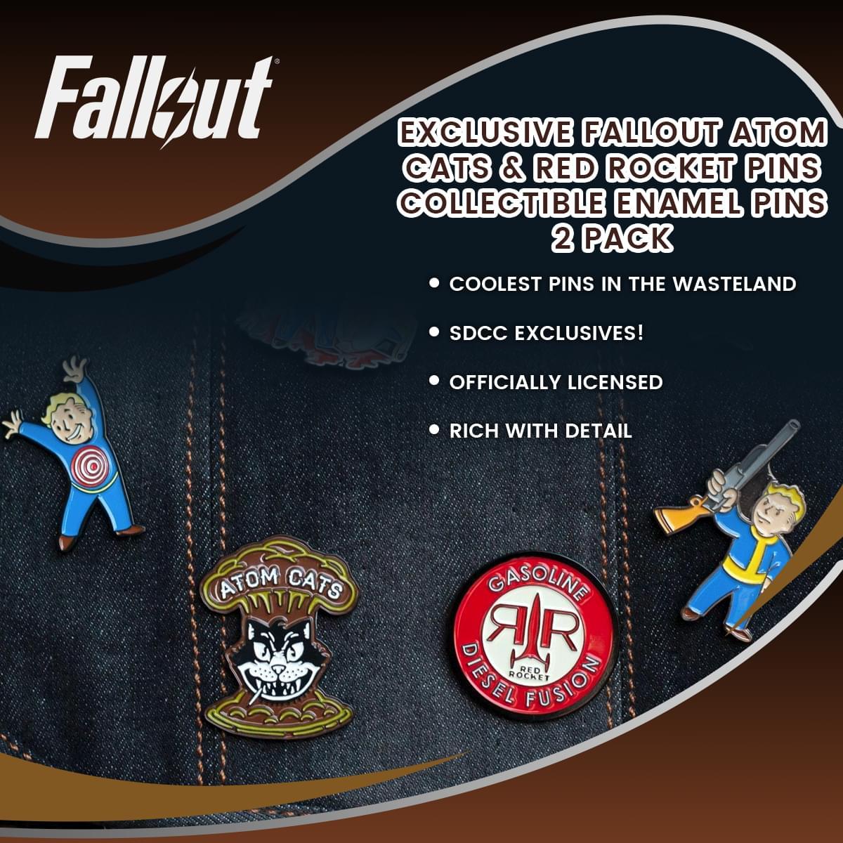 Fallout Atom Cats & Red Rocket Pin Set (SDCC'18 Exclusive) picture