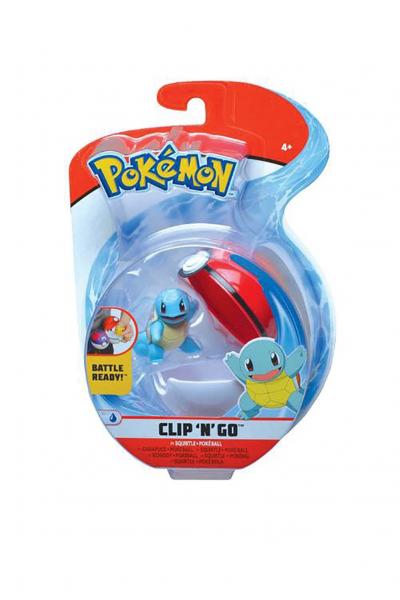 Pokemon Clip N Go Set | 2 Inch Squirtle & Poke Ball
