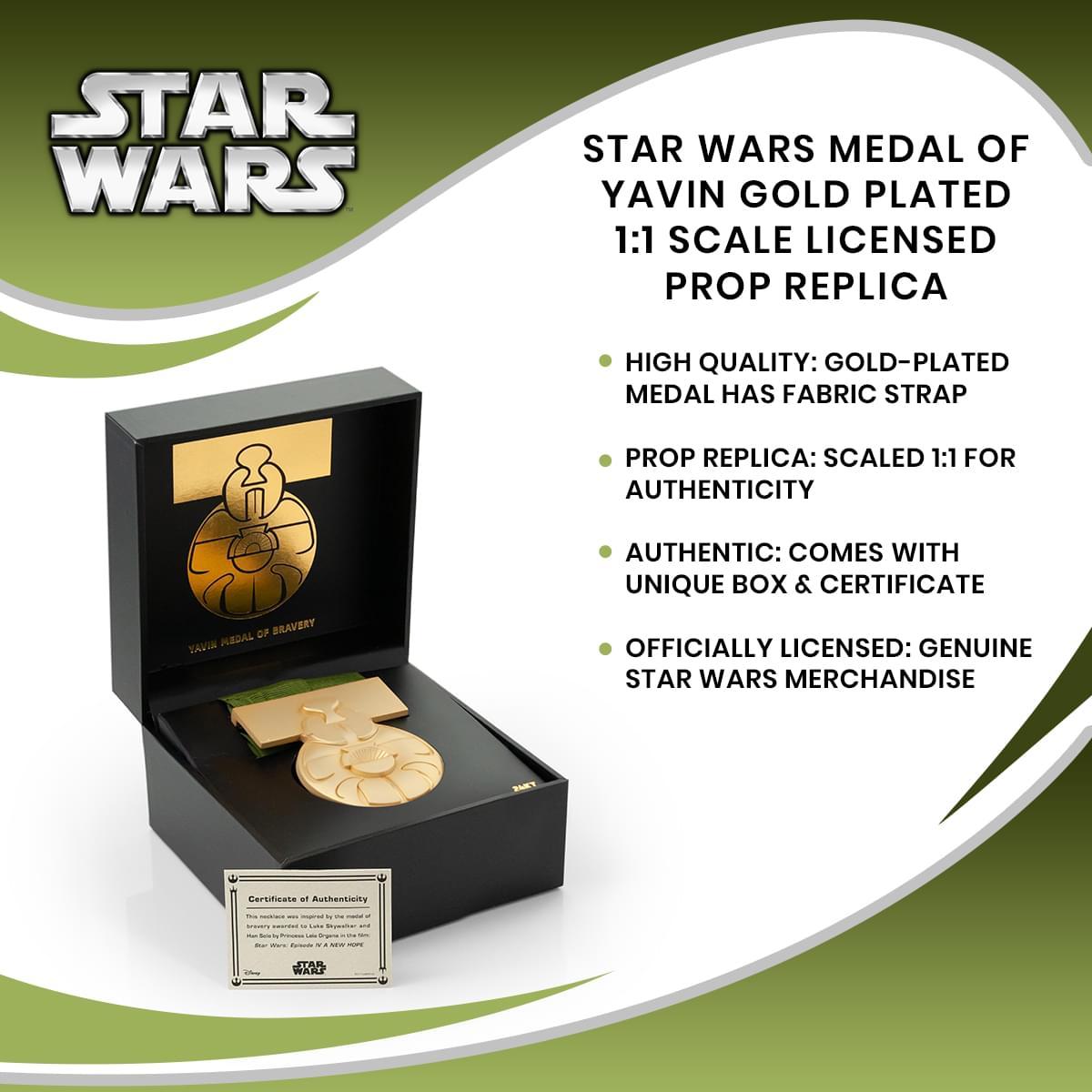 Star Wars Medal of Yavin Gold 24KT 1:1 Scale Prop Replica picture