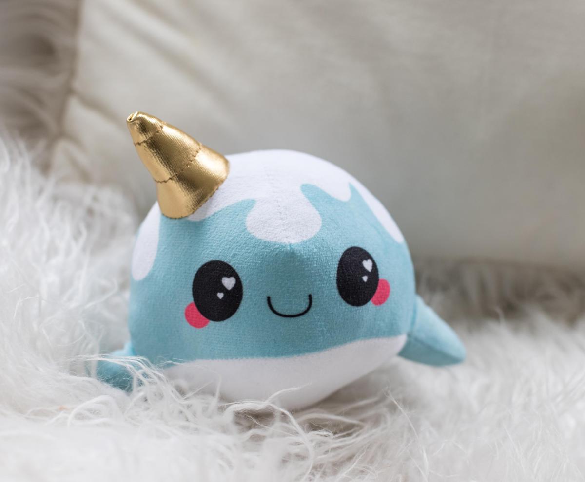 Glitter Galaxy 6" Ice Cream Cone Horn Blue Narwhal Plush picture