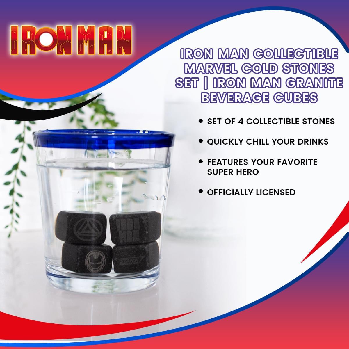 Marvel Iron Man Cold Stones, Set of 4 Granite Beverage Cubes picture