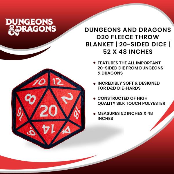 D&D 20-Sided Die 52x48 Inch Fleece Throw Blanket picture
