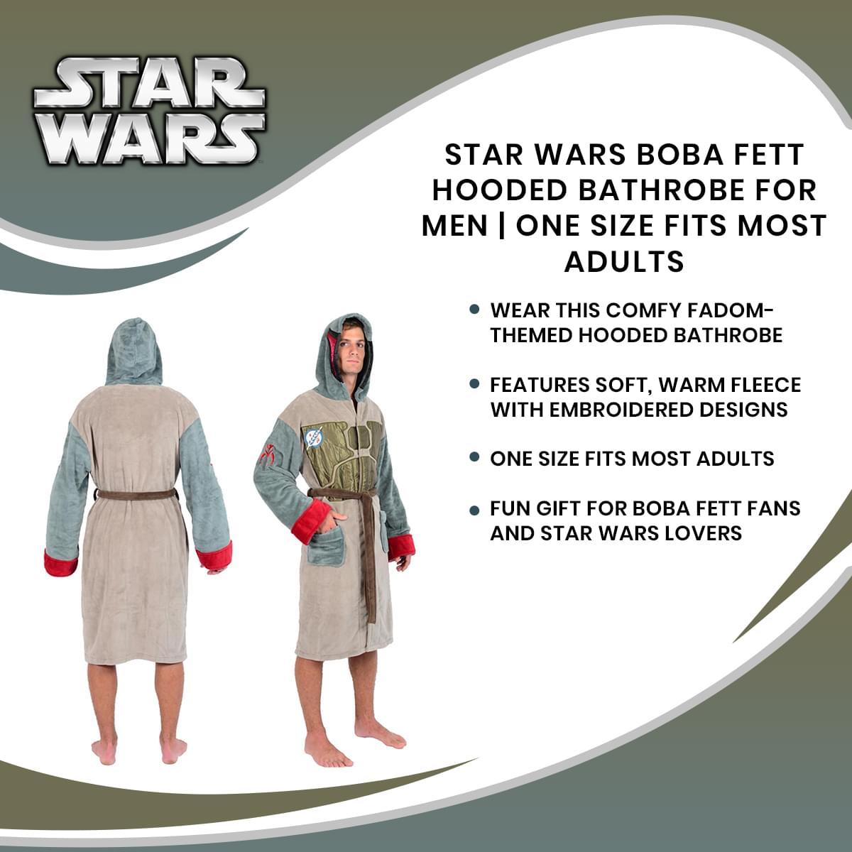 Star Wars Boba Fett Hooded Bathrobe for Men/Women | One Size Fits Most Adults picture