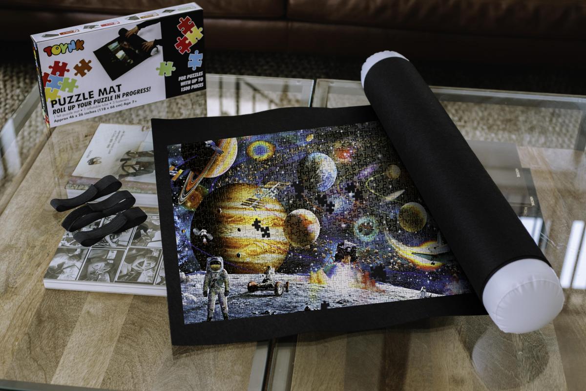 Roll Up 46x26 Inch Felt Jigsaw Puzzle Mat | Fits 1500 Pieces picture