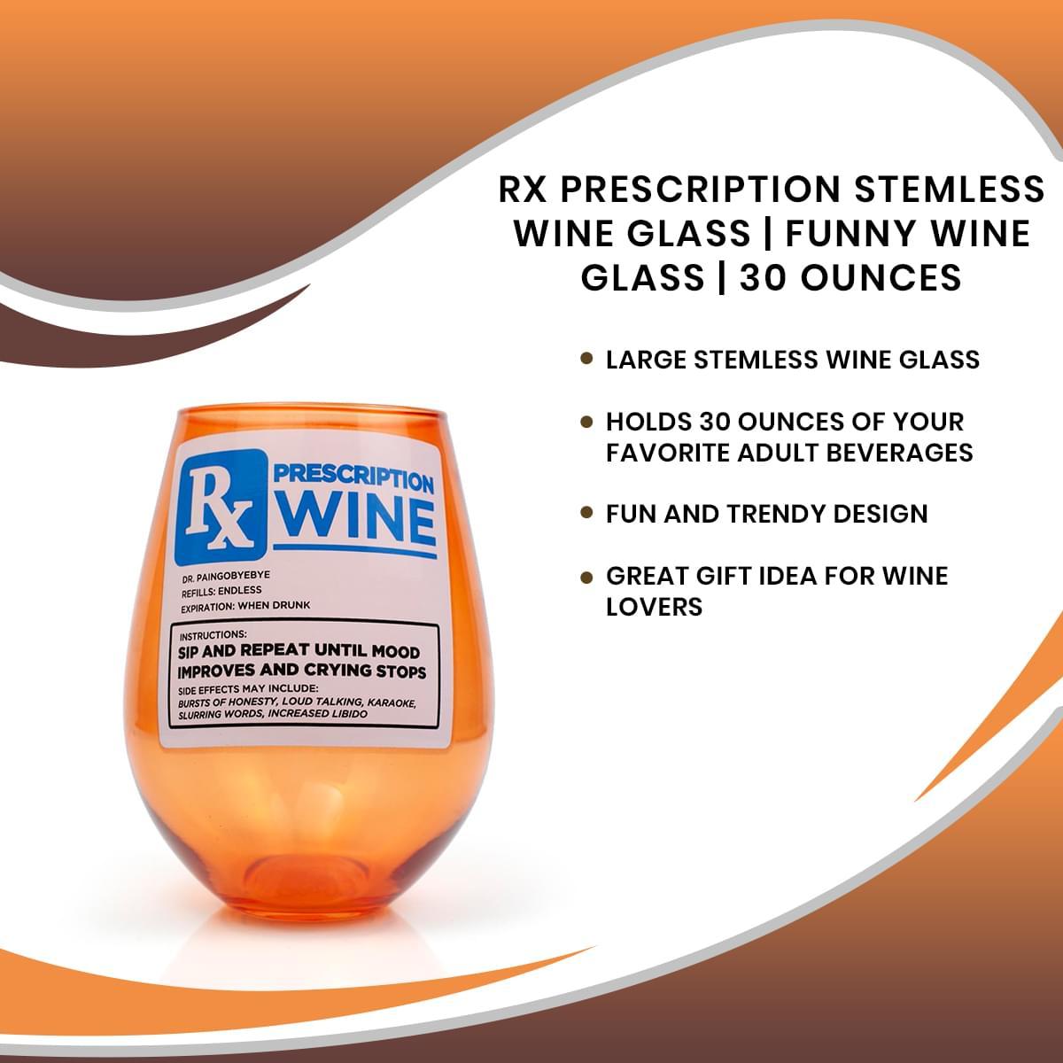Rx Prescription Wine 30oz Stemless Wine Glass picture