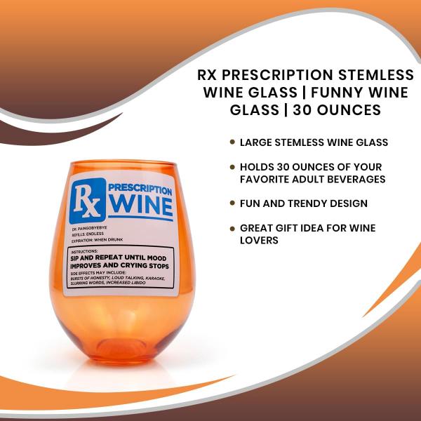 Rx Prescription Wine 30oz Stemless Wine Glass picture