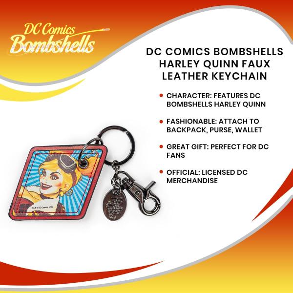 DC Comics Bombshells Harley Quinn Faux Leather Keychain picture