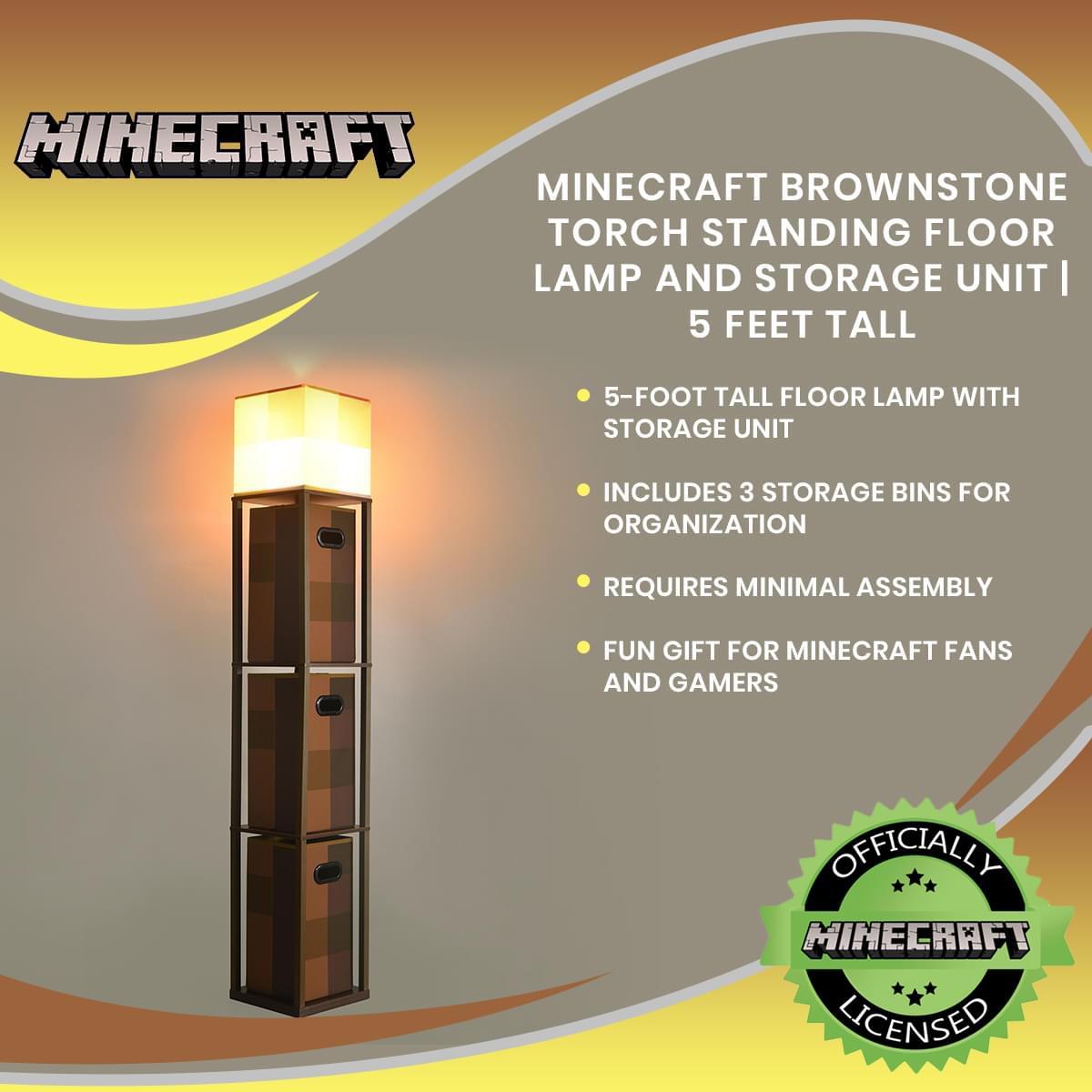 Minecraft Brown Stone Floor Standing Lamp with Storage Unit picture