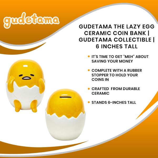Gudetama The Lazy Egg 6 Inch Ceramic Coin Bank picture