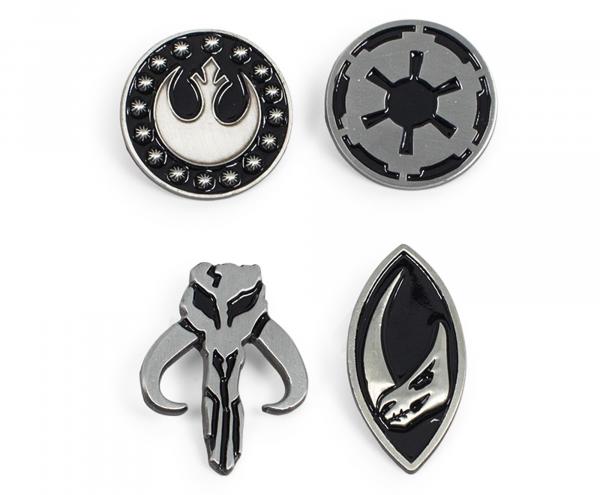 Star Wars Mandalorian Symbols Set of 4 Enamel Pins picture