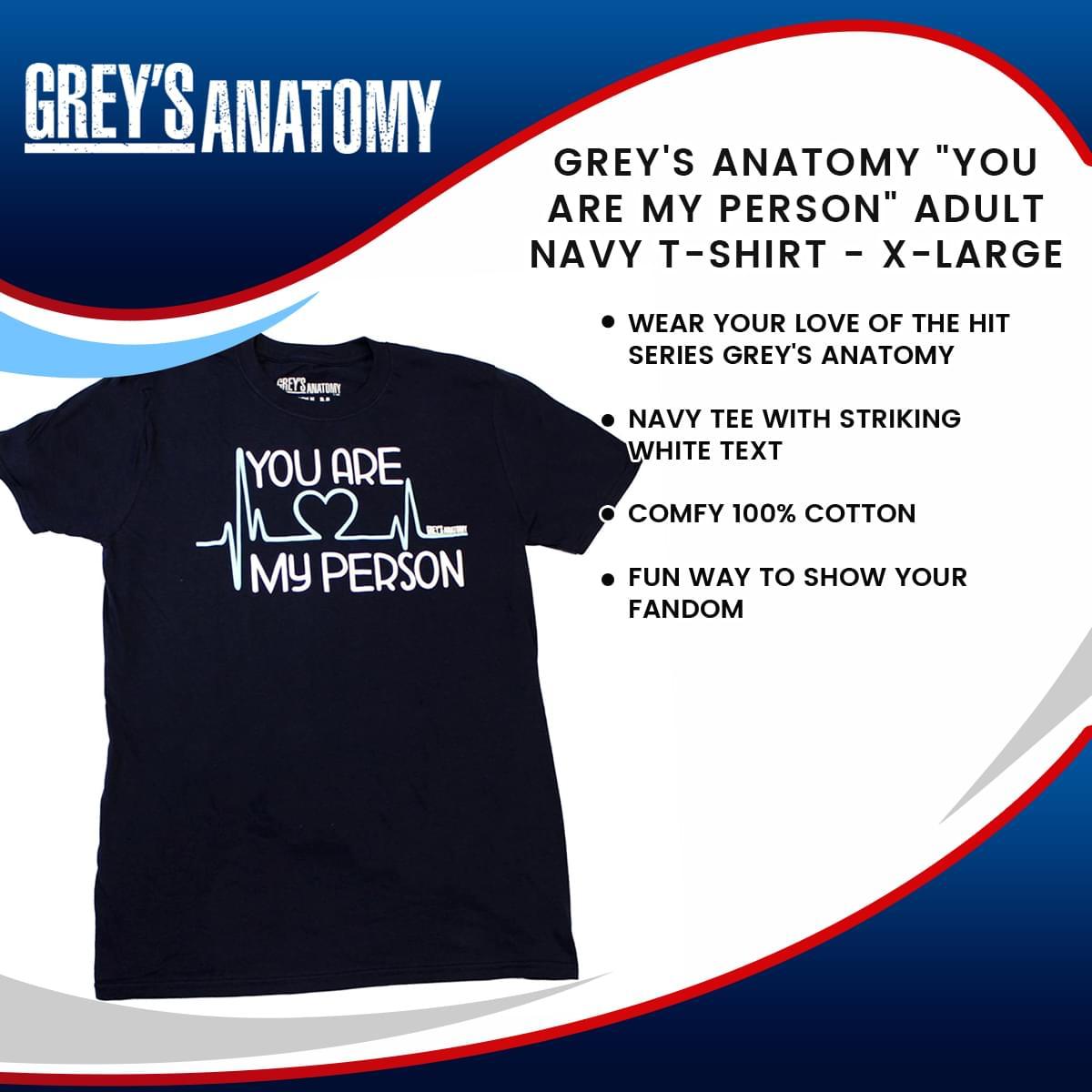 Grey's Anatomy "You Are My Person" Adult Navy T-Shirt - XL picture