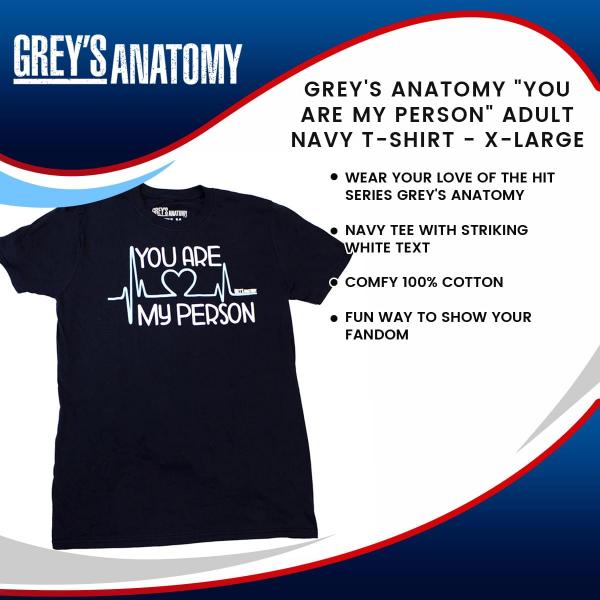 Grey's Anatomy "You Are My Person" Adult Navy T-Shirt - XL picture