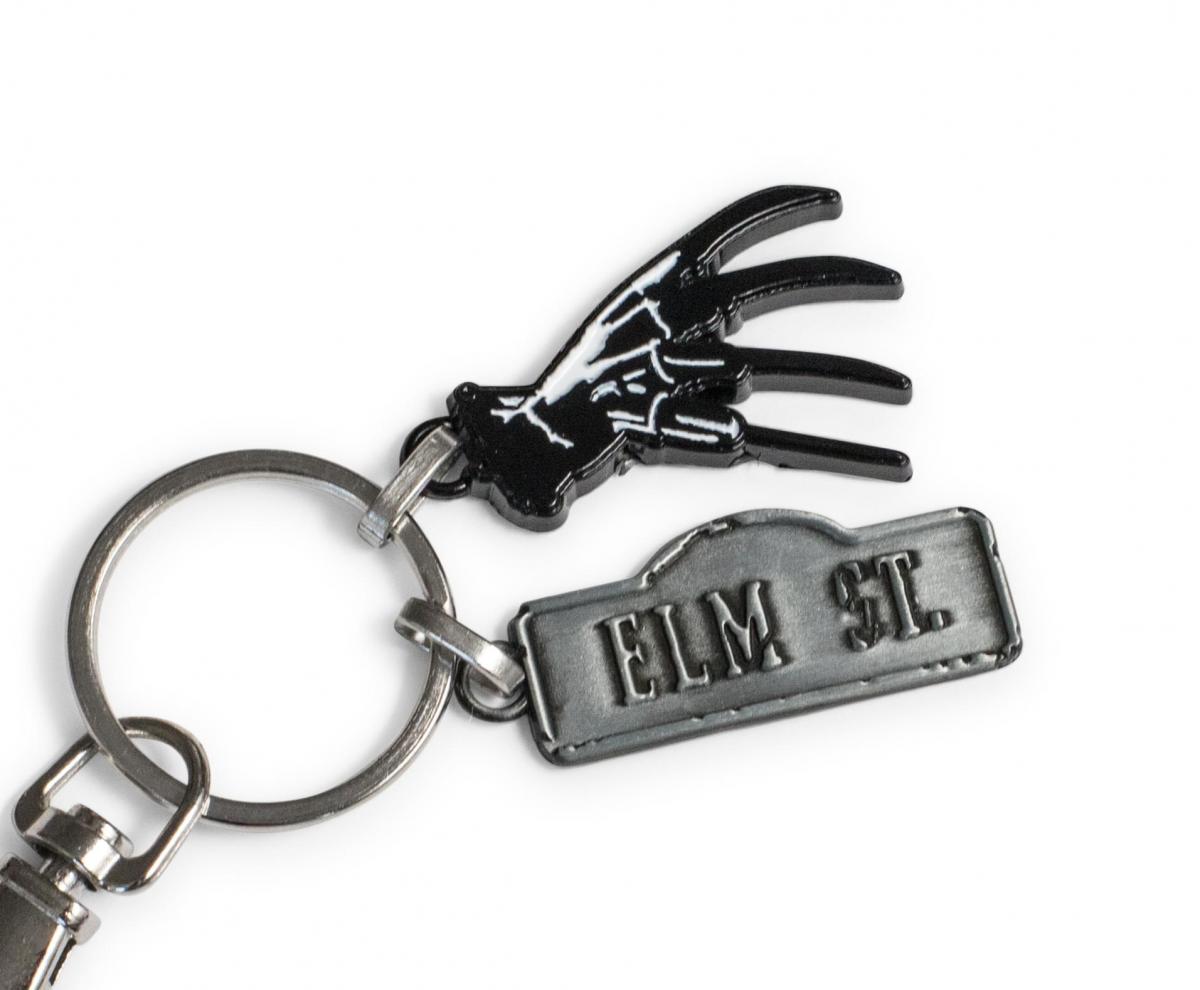 Nightmare On Elm Street Sign and Freddy Glove Metal Keychain picture