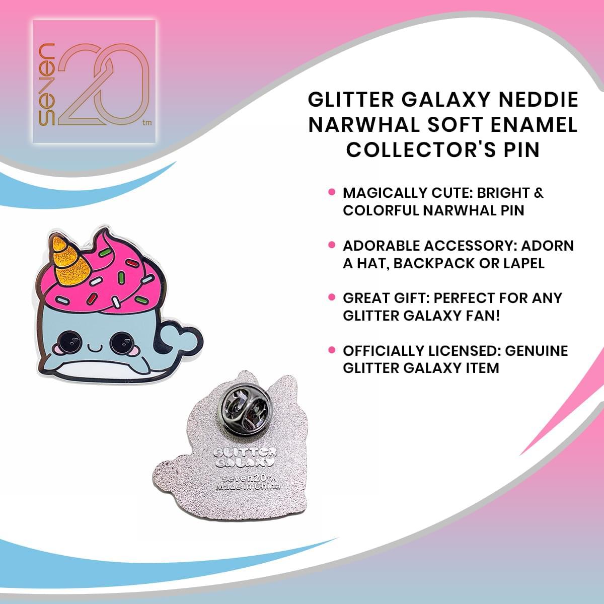 Glitter Glaxy Neddie Narwhal Soft Enamel Collector's Pin picture