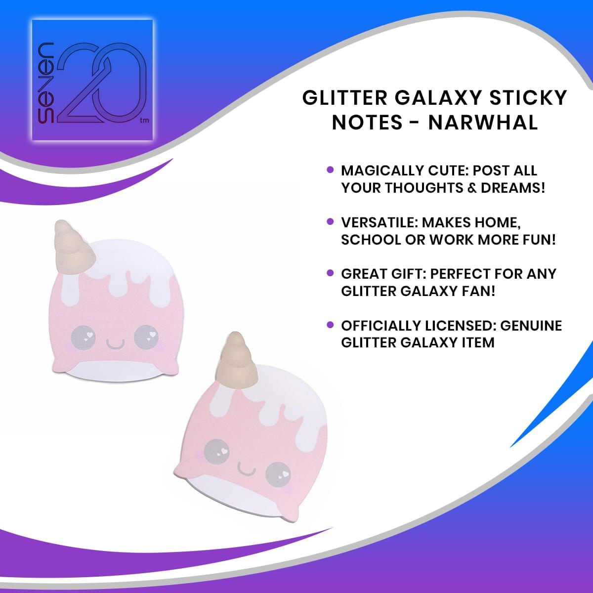 Glitter Galaxy Sticky Notes - Narwhal picture