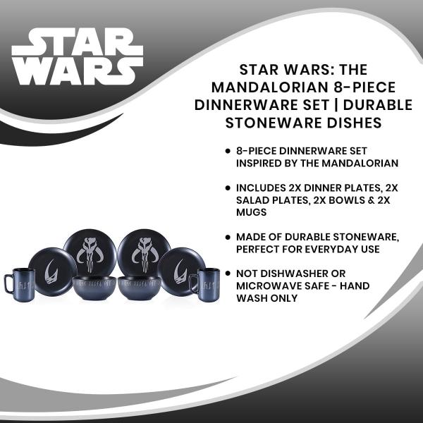 Star Wars The Mandalorian 8 Piece Stoneware Dinner Set picture