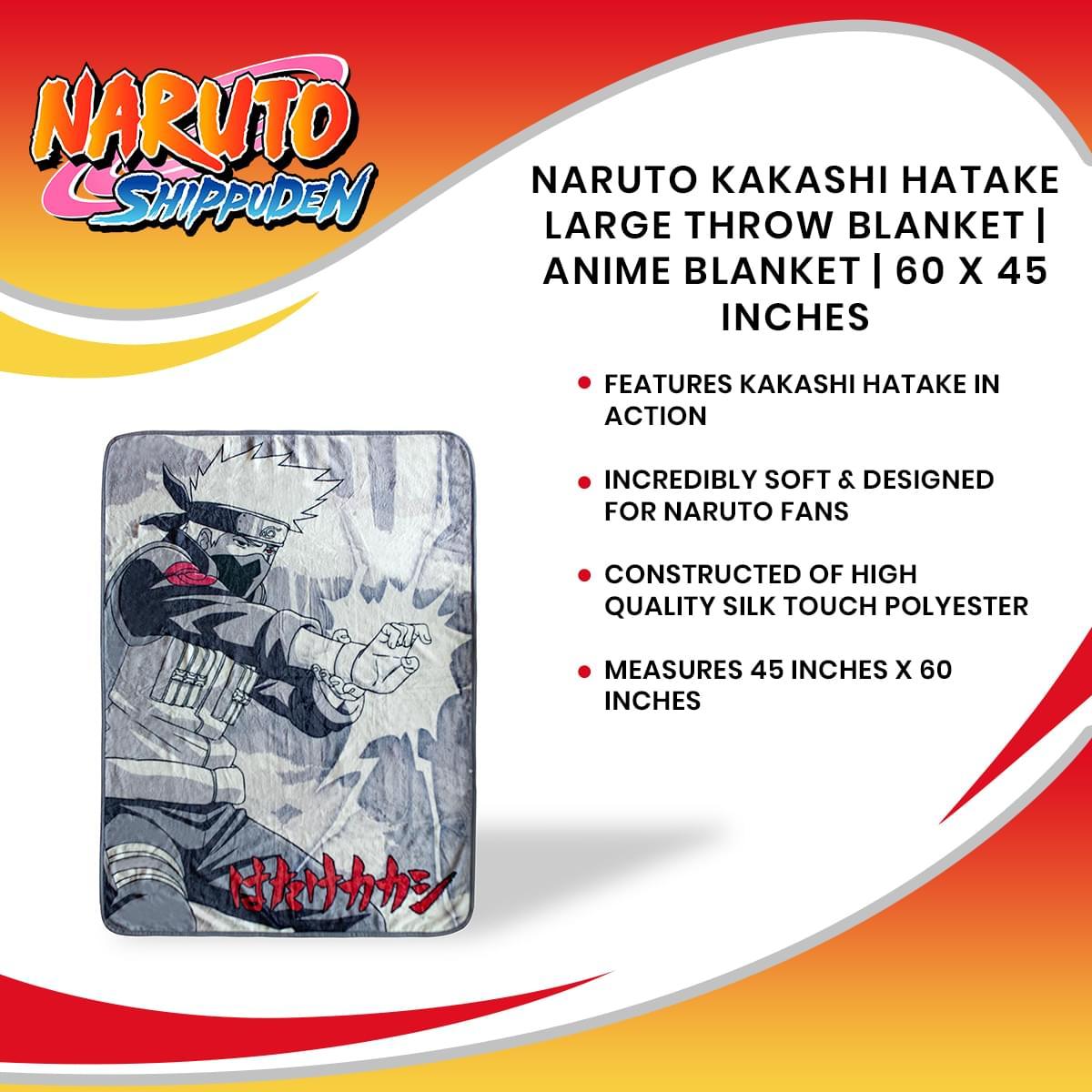 Naruto Kakashi Black & White 45x60 Inch Fleece Throw Blanket picture