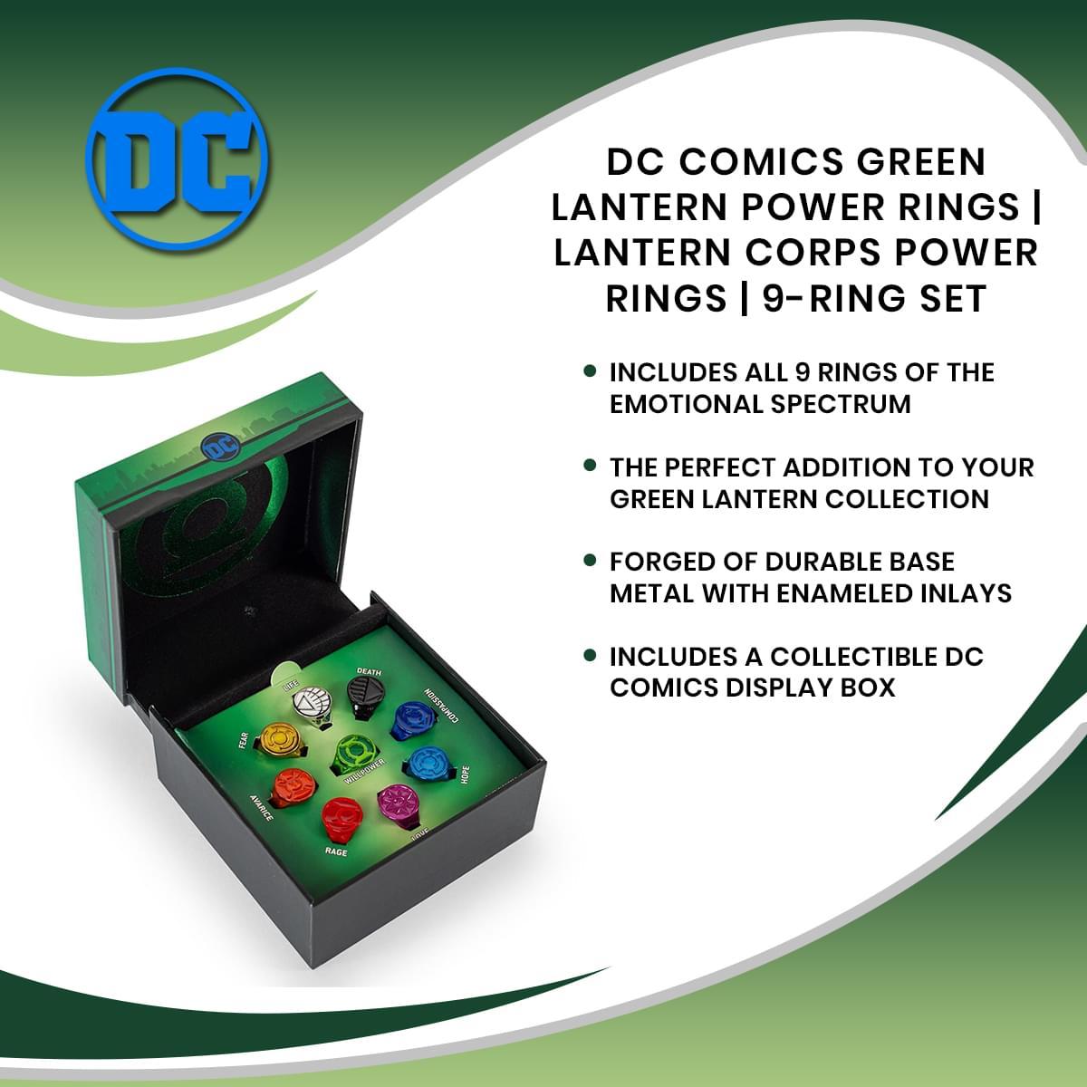 DC Comics Green Lantern Power Rings | 9 Ring Set picture