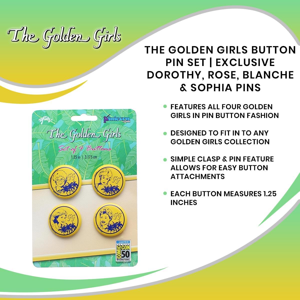 The Golden Girls SDCC 2019 Exclusive Button Pins | Set of 4 picture