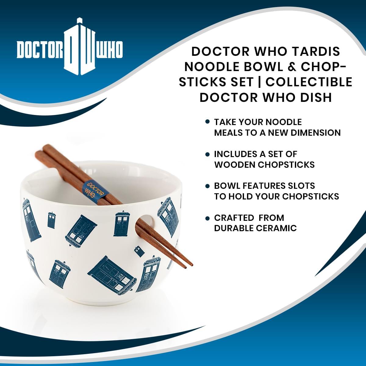 Doctor Who TARDIS Ceramic Noodle Bowl with Wood Chopsticks picture