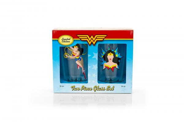 DC Wonder Woman 16oz Pint Glass Set of 2 picture