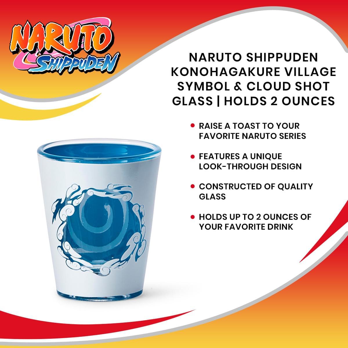 Naruto Shippuden Blue Cloud Spiral 2oz Shot Glass picture
