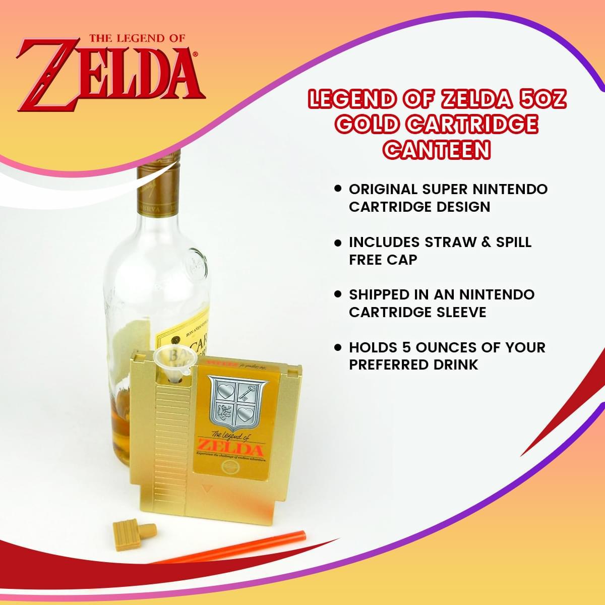 Legend of Zelda 5oz Gold Cartridge Canteen picture