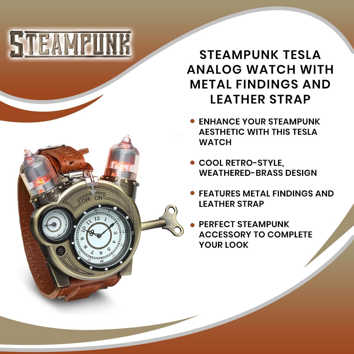 Steampunk Styled Tesla Analog Watch picture