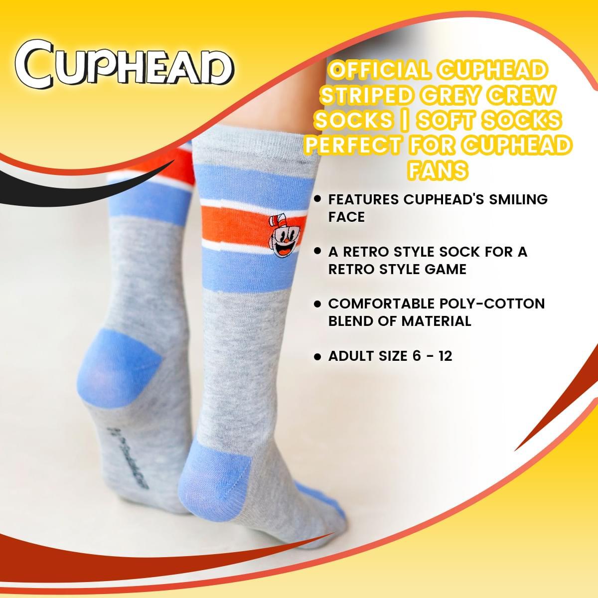 Cuphead Exclusive Striped Grey Crew Socks picture