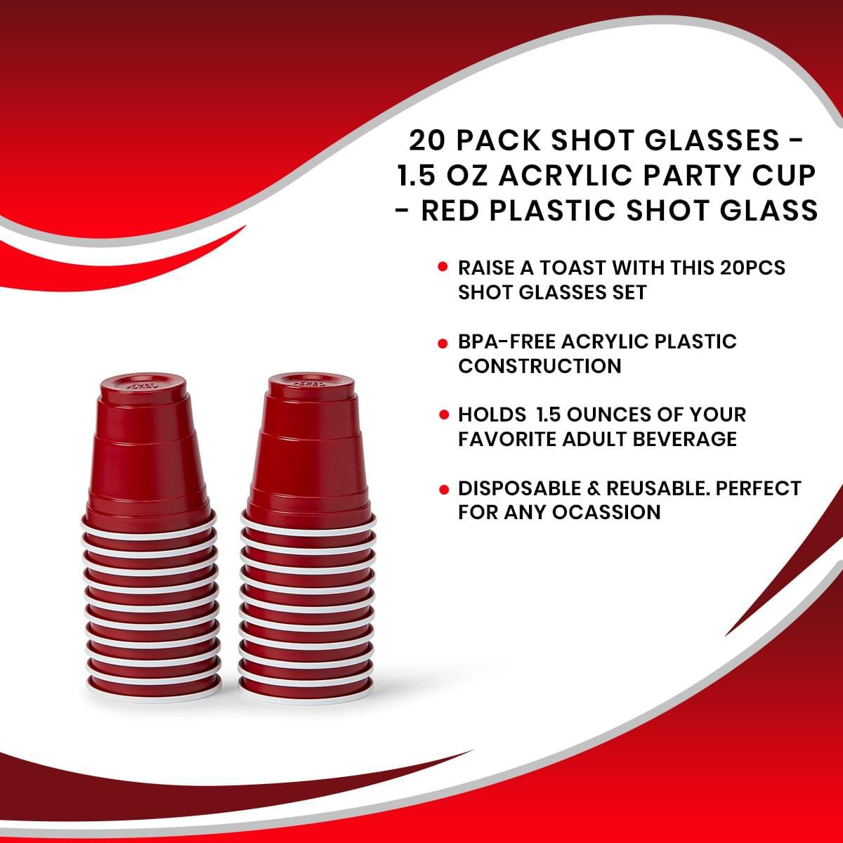 Red Party Cup Acrylic Shot Glasses - 20-Pack picture
