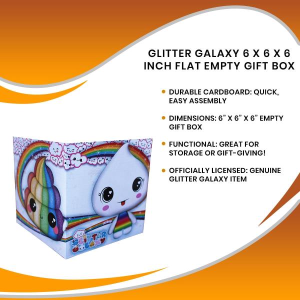 Glitter Galaxy 6 x 6 x 6 Inch Flat Empty Gift Box picture