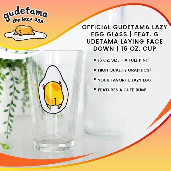 Gudetama the Lazy Egg 16oz Pint Glass - Egg Butt ARGH picture