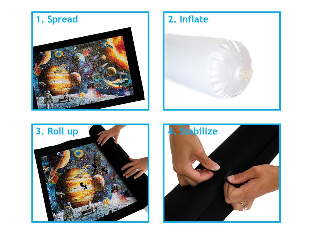 Roll Up 46x26 Inch Felt Jigsaw Puzzle Mat | Fits 1500 Pieces picture