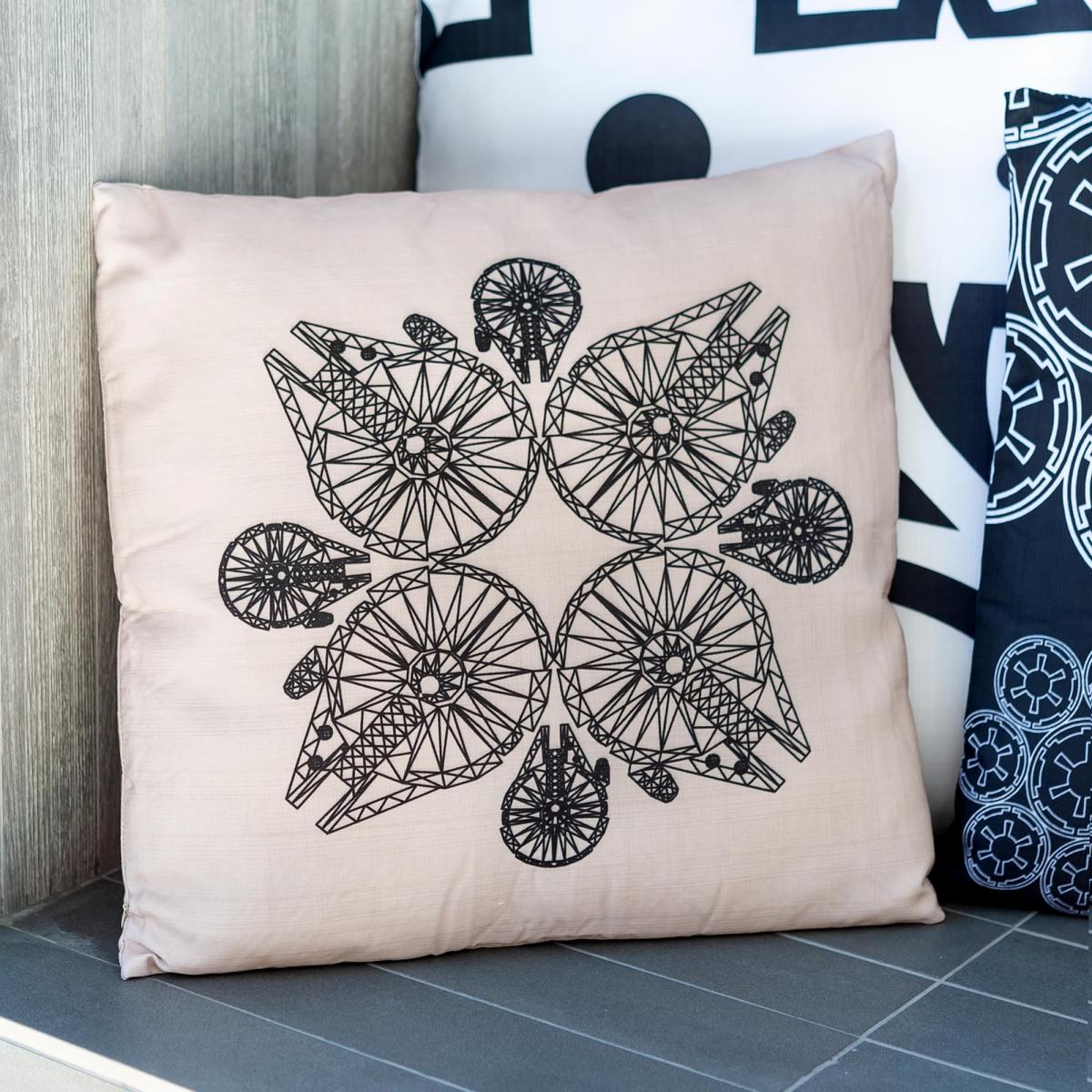 Star Wars Black Millennium Falcon 20x20 White Outdoor Pillow picture