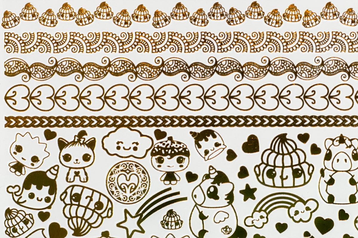 Glitter Galaxy Gold Shimmer Temporary Tattoo Sheet Wave 1 picture