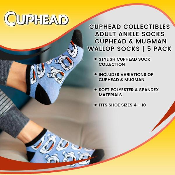 Cuphead Adult Ankle Sock 5-Pack - Cuphead & Mugman Wallop picture