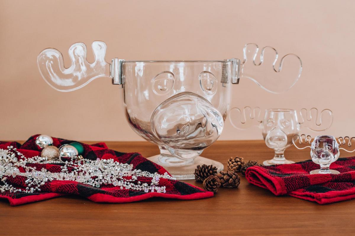 Christmas Vacation Glass Moose Punch Bowl picture