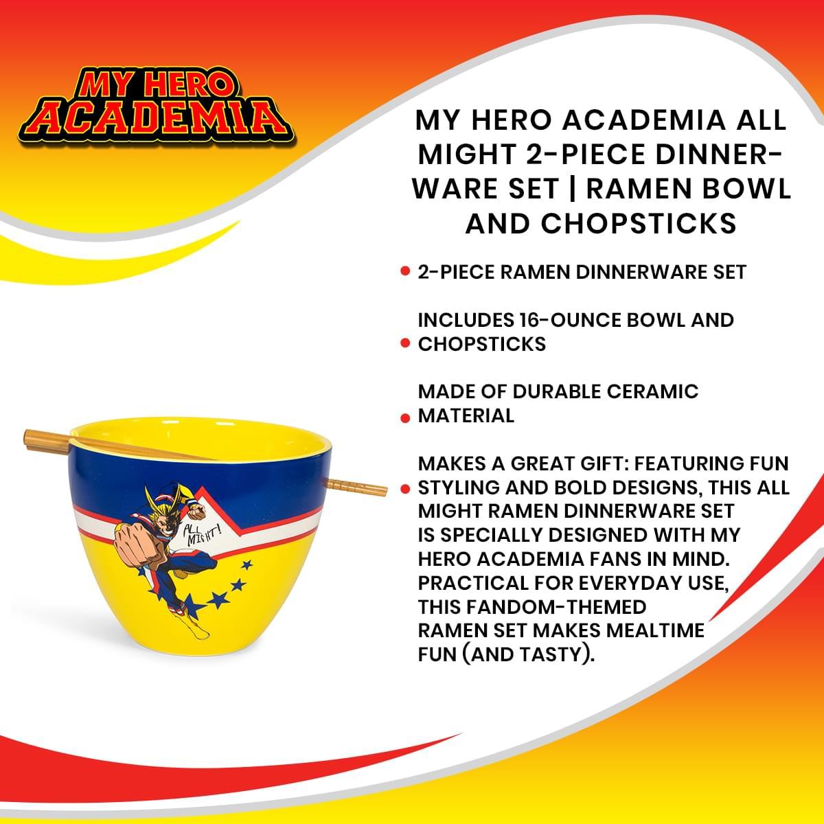My Hero Academia All Might Dinnerware Set | 16-Ounce Ramen Bowl and Chopsticks picture