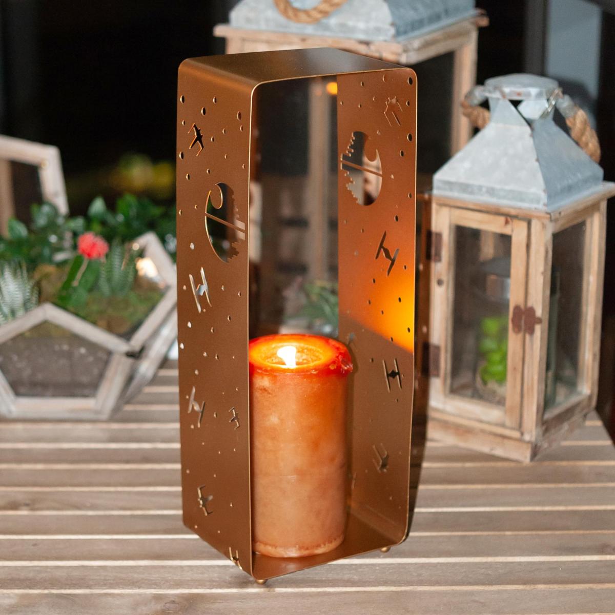 Star Wars Gold Diecut Death Star Stamped Iron Lantern picture