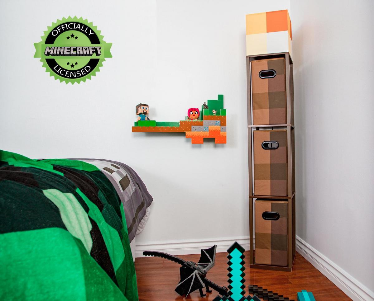 Minecraft Brown Stone Floor Standing Lamp with Storage Unit picture