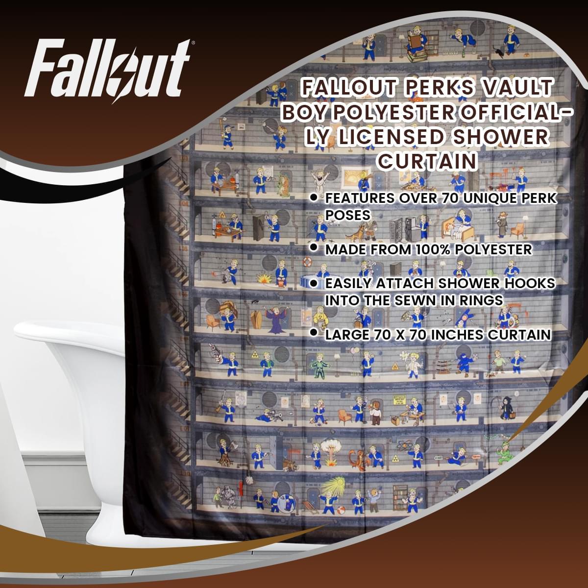Fallout Perks Plastic Shower Curtain picture