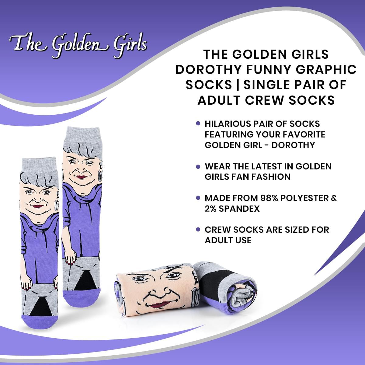 Golden Girls All-Over Graphic Adult Crew Socks | Dorothy picture