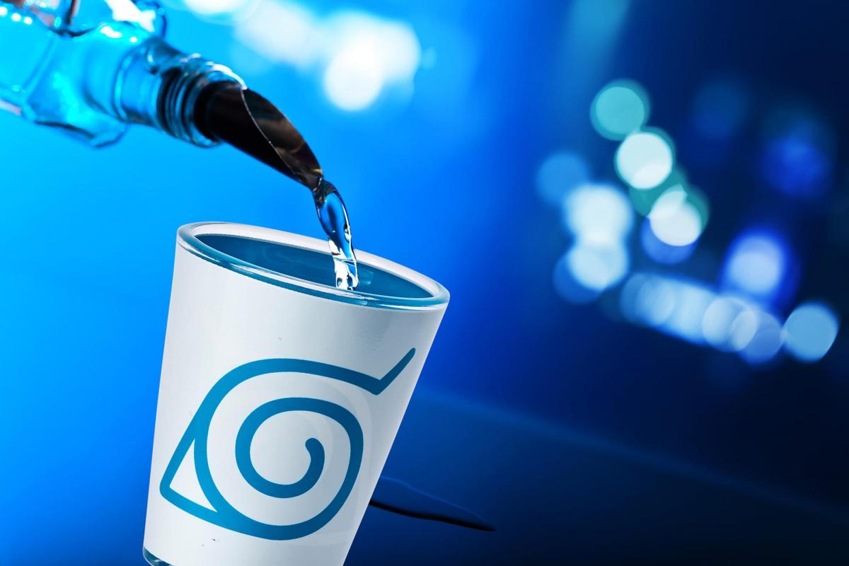 Naruto Shippuden Blue Cloud Spiral 2oz Shot Glass picture