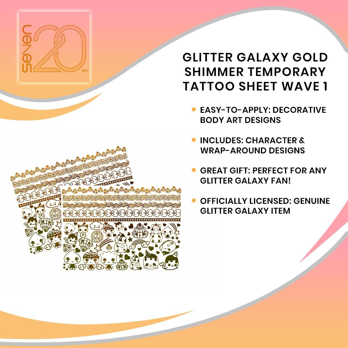 Glitter Galaxy Gold Shimmer Temporary Tattoo Sheet Wave 1 picture