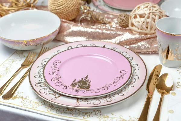 Disney Princess Themed 16 Piece Ceramic Dinnerware Set Collection 2 | Plates, Bowls, Mugs picture