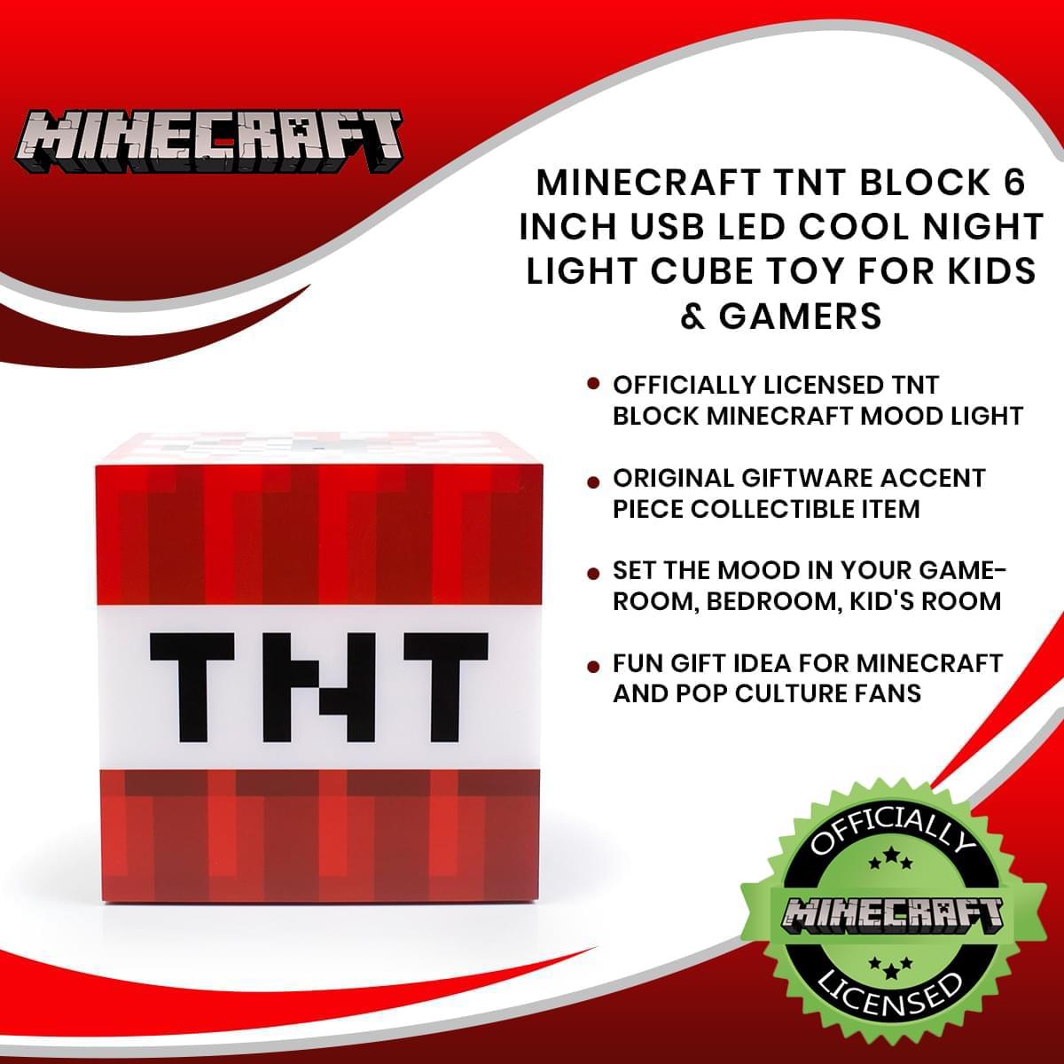Minecraft TNT Block 6 Inch LED Mood Light Cube picture