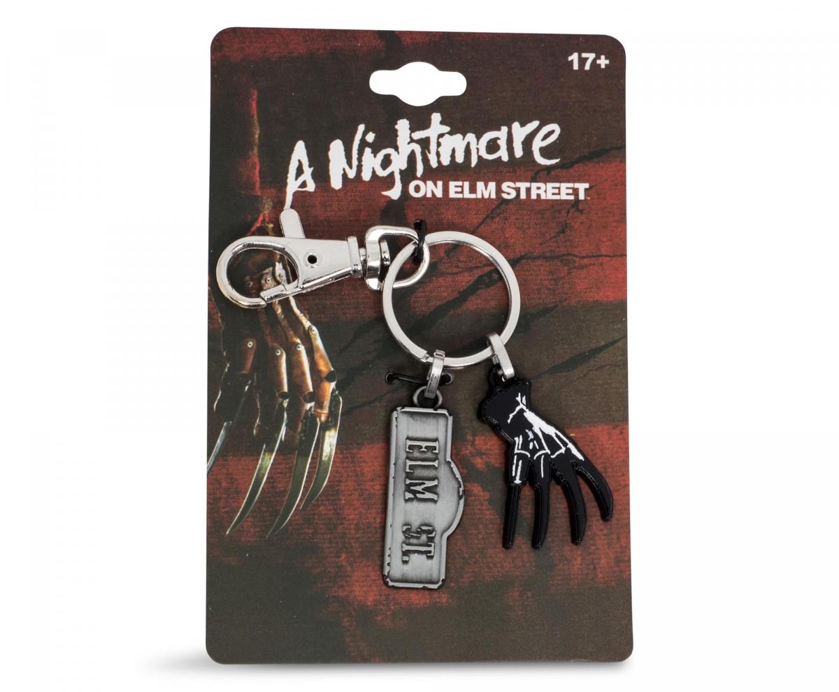 Nightmare On Elm Street Sign and Freddy Glove Metal Keychain picture